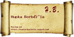 Hupka Borbála névjegykártya